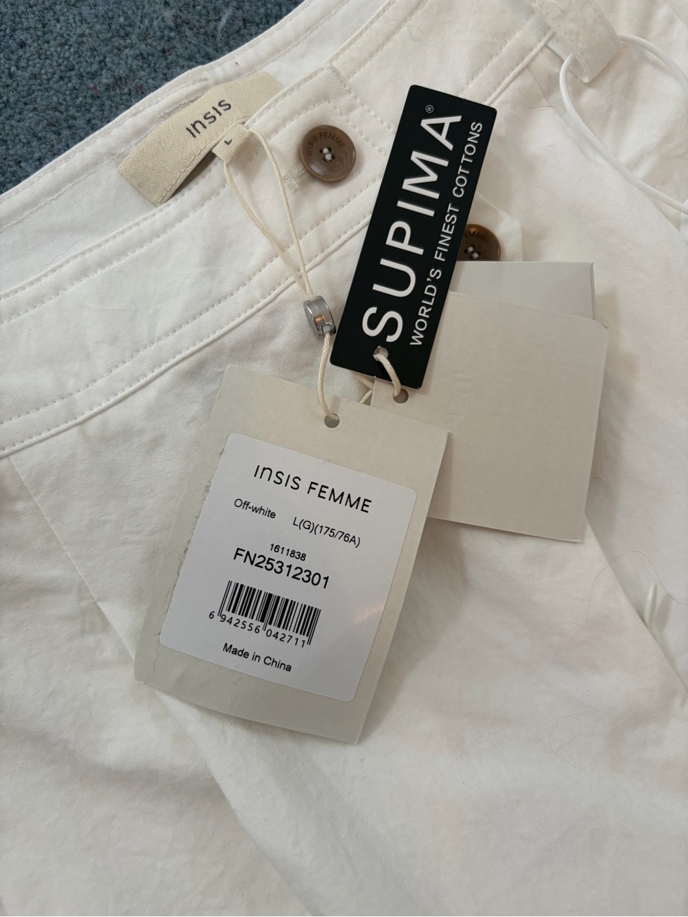 NWT Insis Femme white wide-leg 100% cotton pants, size 8 - Picture 5 of 7